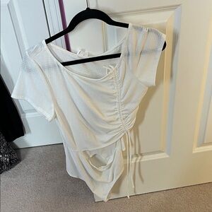 Le Lis White Ruched Bodysuit